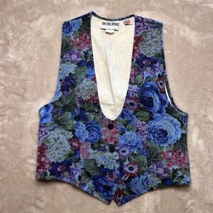 Vintage on the Verge Floral Vest Womens S Tapestry Cotton Cottagecore 90s USA